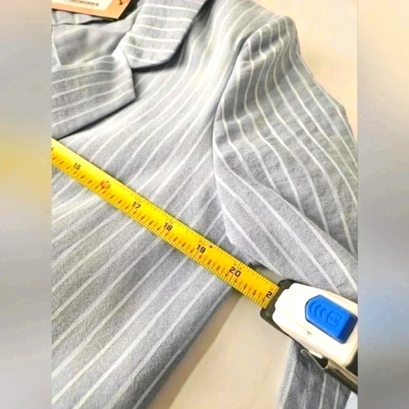 FRNCH PARIS Women's Woven Jacket Blazer Blue With White Stripes - Picture 11 of 15